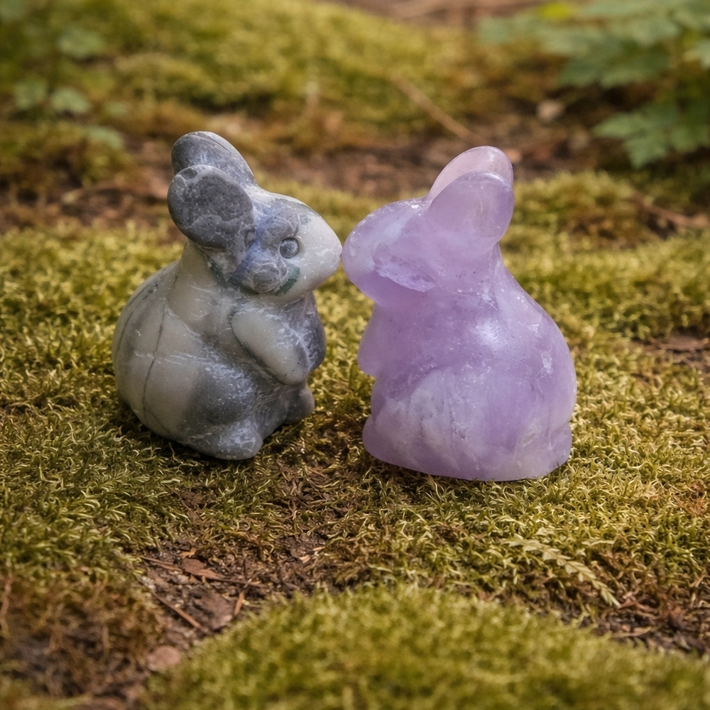 Mini Crystal Bunny Carvings -Drilled